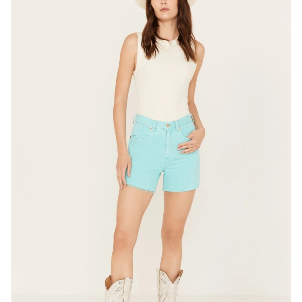 Wrangler Women's Donna High Rise A-Line Cutoff Shorts Teal